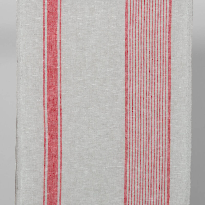 linen towel fabric red stripes