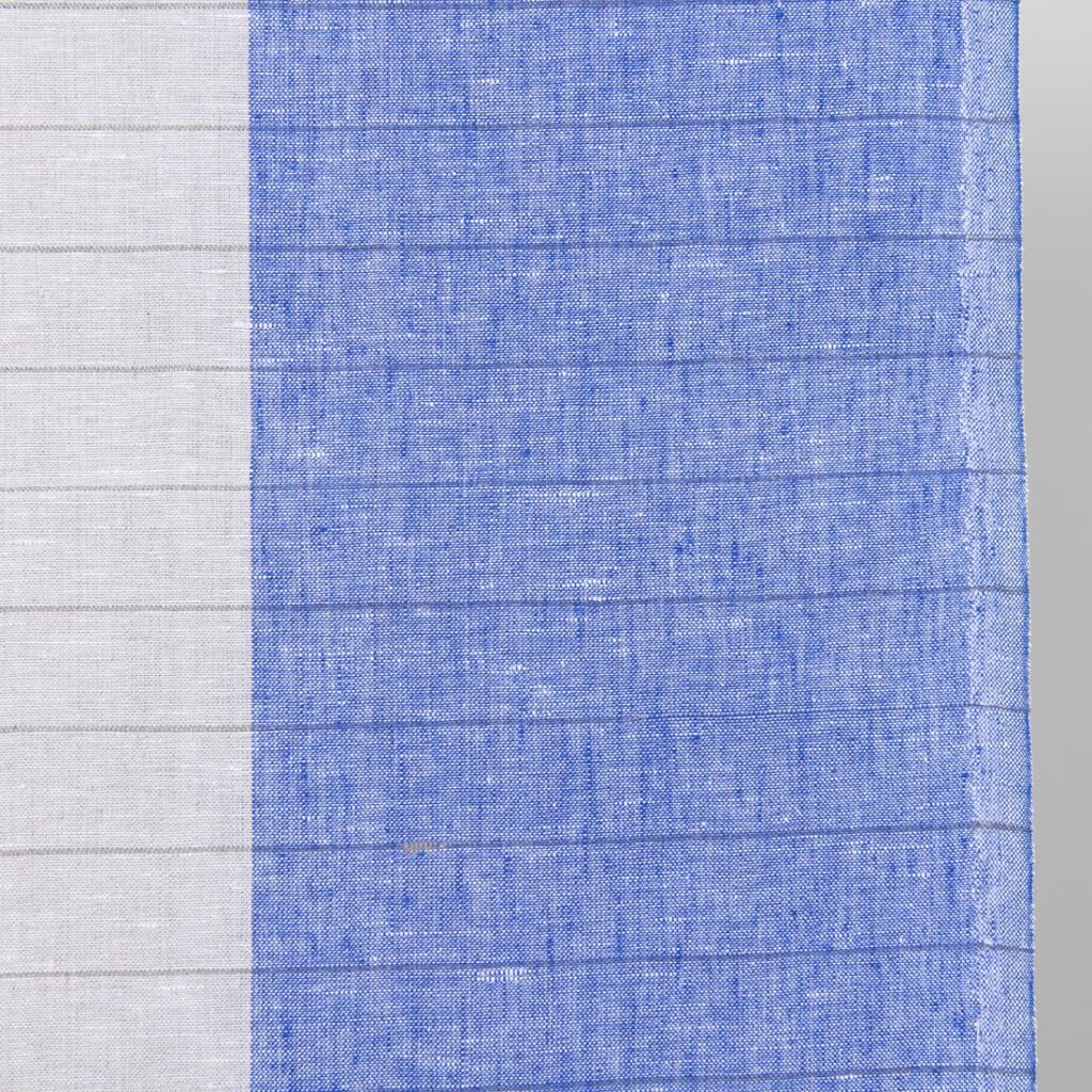Tkanina melanż niebieski 2 linen towel fabric beige blue, stripes