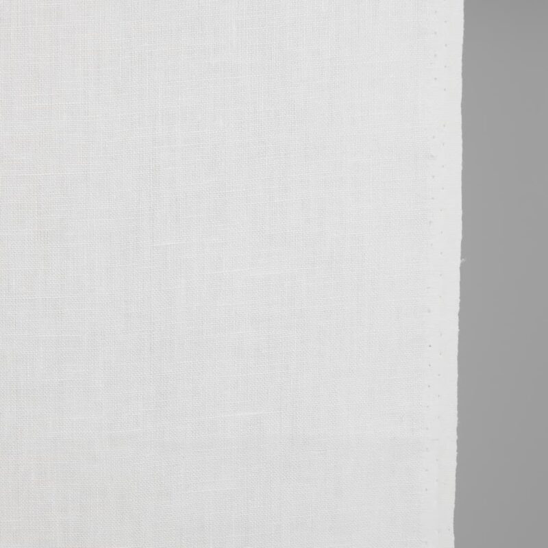 Narrow linen fabric off-white colour close up detail