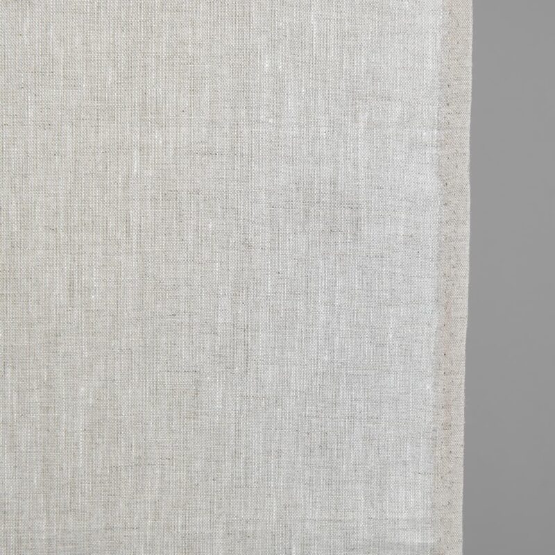 Narrow linen fabric natural beige with white close up detail