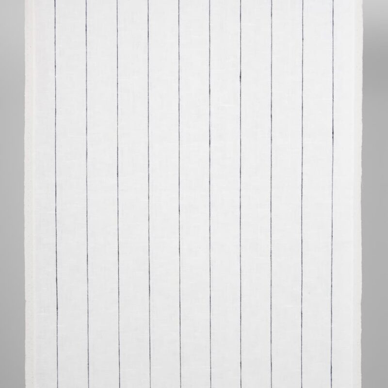 Narrow linen fabric white with thin blue stripes