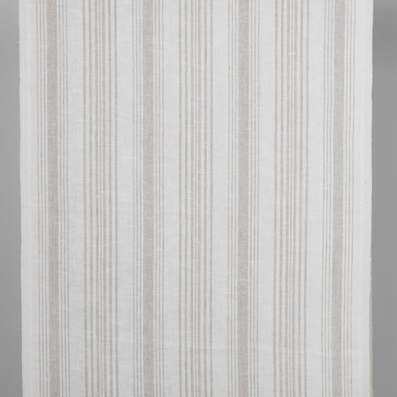 Narrow linen fabric white with natural colour stripes