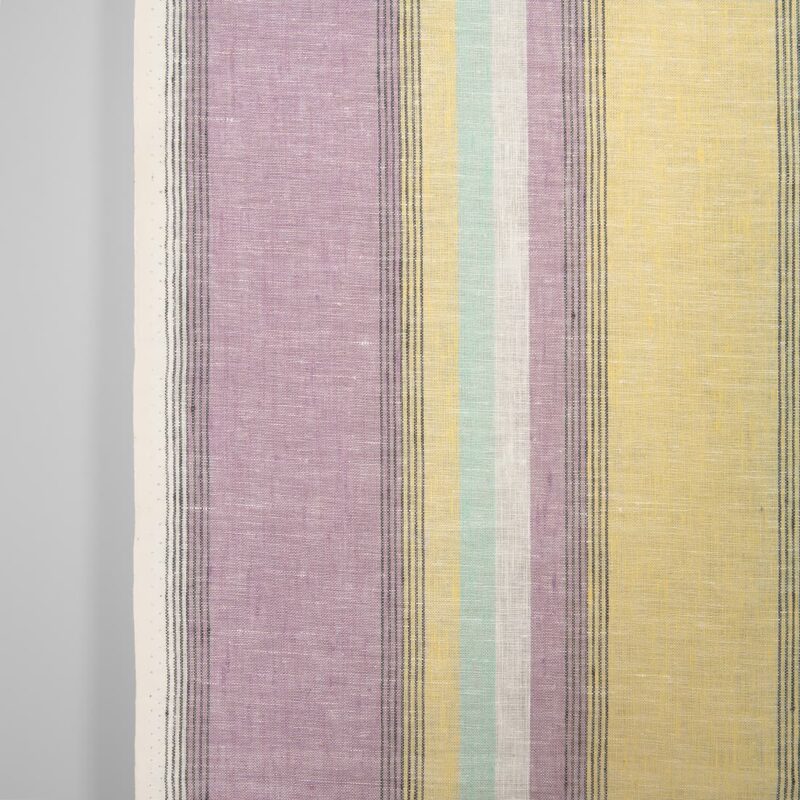 Narrow linen fabric in pastel multicolour stripes, 50cm