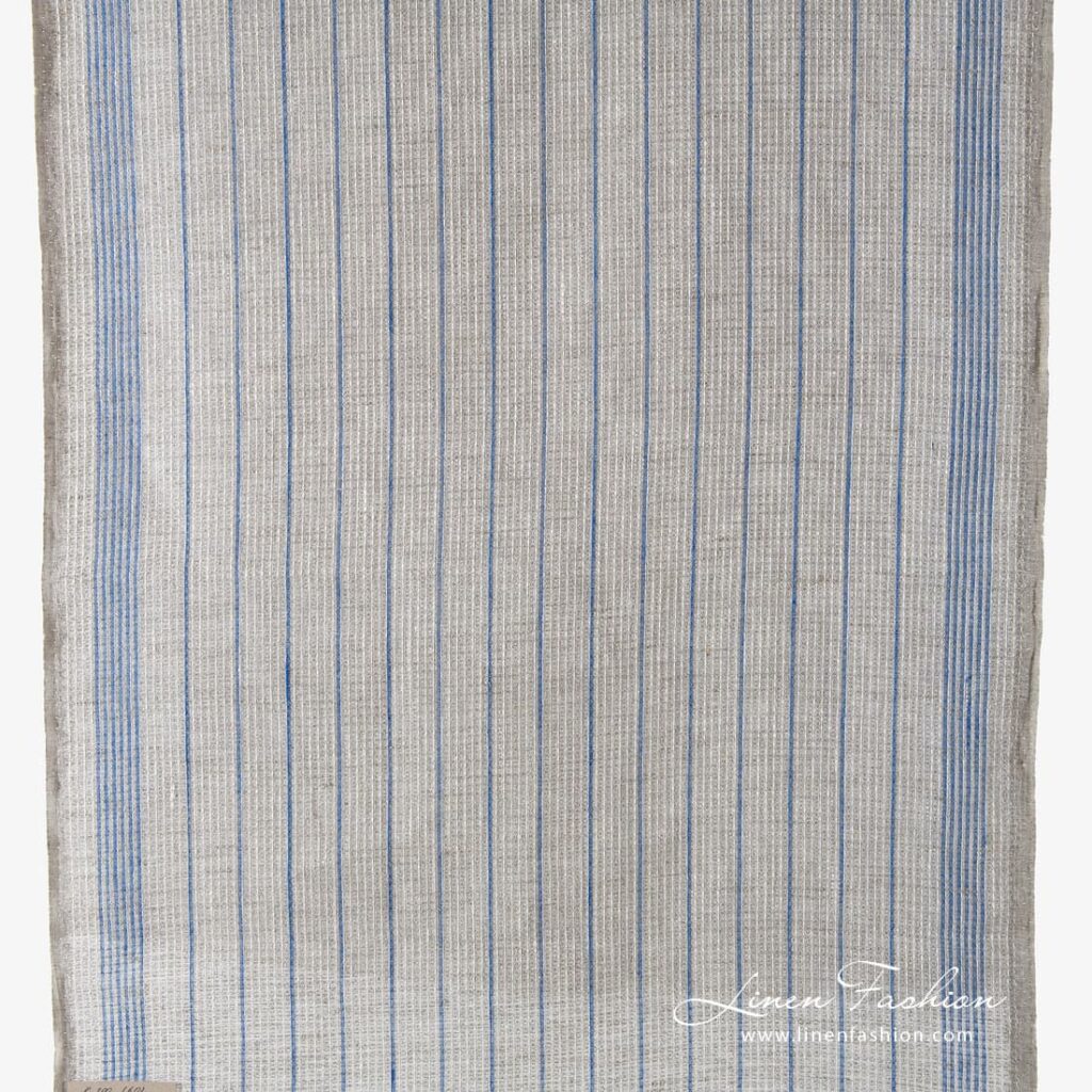 Wąska, jasnoszara tkanina lniana 1 Narrow width light grey linen fabric.