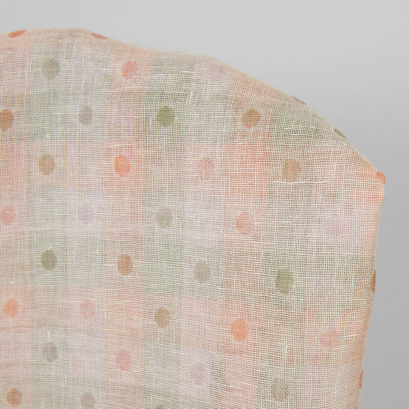Linen fabric light orange and green checks, double-layer