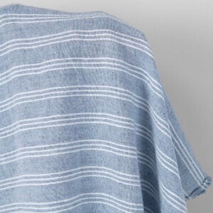 Wide washed linen cotton fabric blue with white stripes, 285cm width