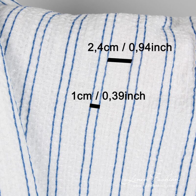 Cotton hemp fabric in blue stripes, perfect for towels