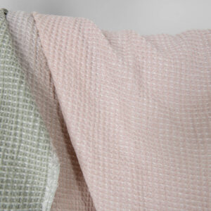 Prany różowo-zielony gradientowy waflowy bawełniano-konopny 6 Washed cotton-hemp waffle fabric pink green gradient, waffle weave