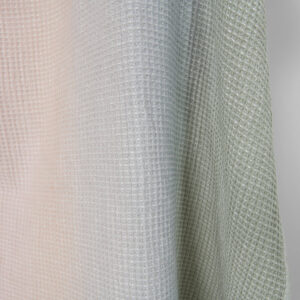 Prany różowo-zielony gradientowy waflowy bawełniano-konopny 7 Washed cotton-hemp waffle fabric pink grey green gradient