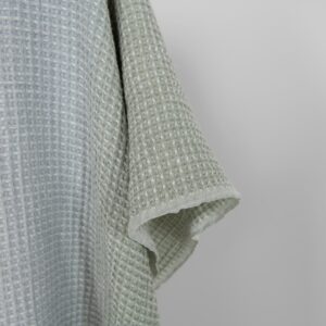 Prany różowo-zielony gradientowy waflowy bawełniano-konopny 8 Washed cotton-hemp waffle fabric pink green gradient, edge