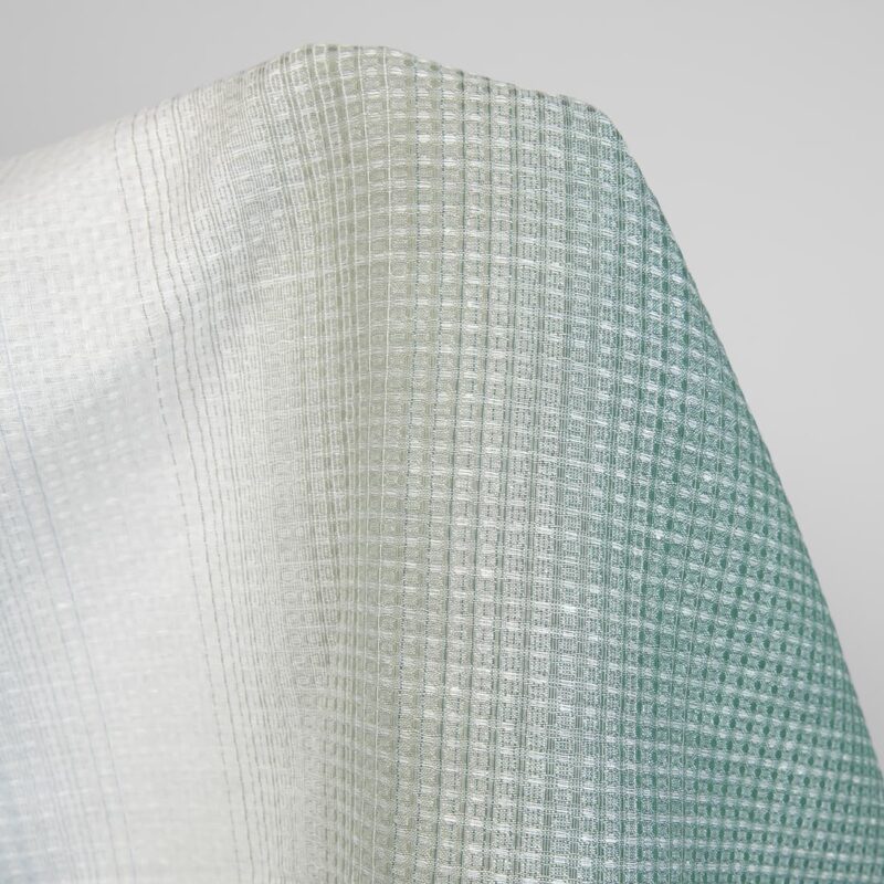cotton hemp waffle striped fabric green blue