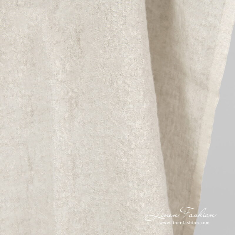 linen wool jacquard fabric, flower motif.