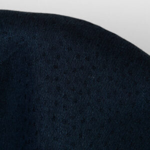 Tkanina lniano-wełniana czarna z granatowymi kropkami