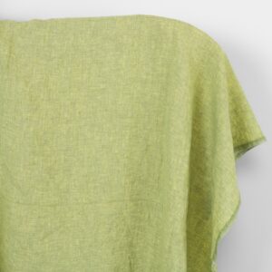 Tkanina lniana melanż jasny żółty i zielony, prana