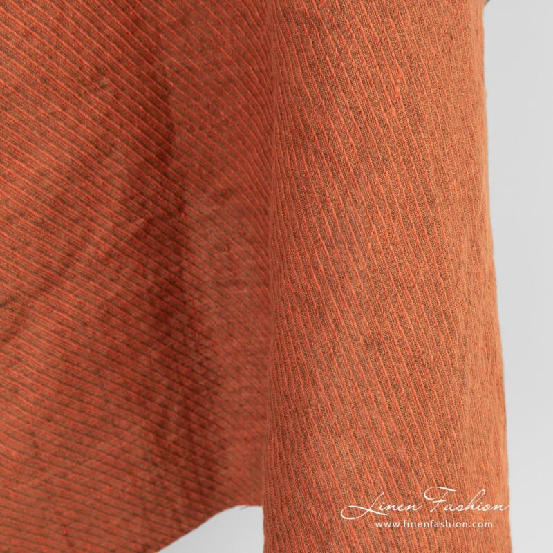 Orange linen fabric for clothes and home textile