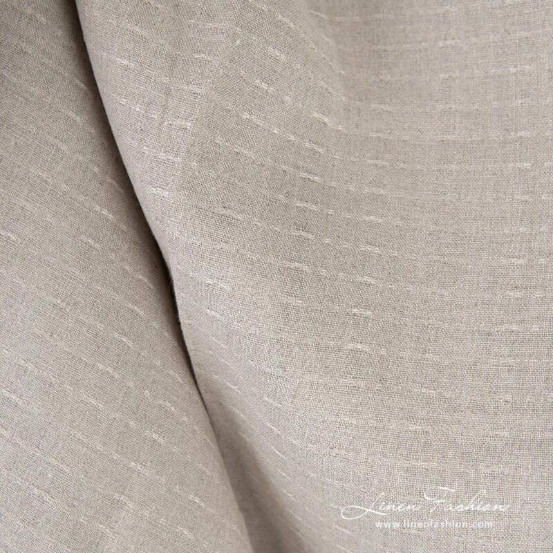 Natural linen fabric with prominent dashes