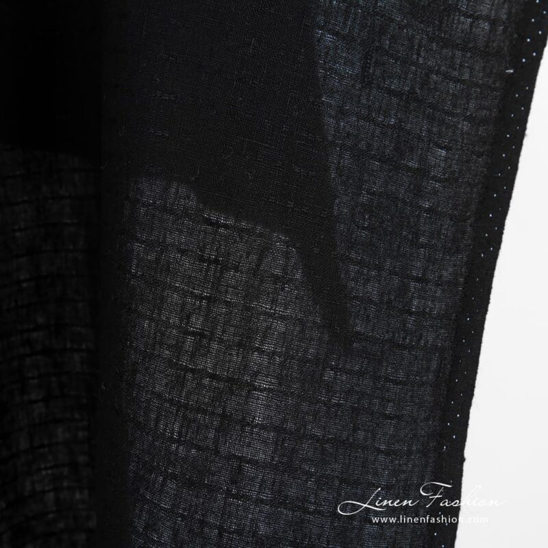 Black linen fabric with prominent dashes