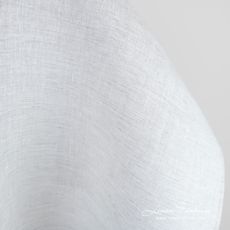 Off-white linen fabric, plain weave pattern
