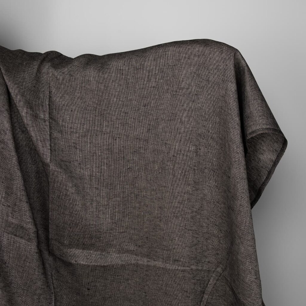 Linen fabric in natural and black pattern