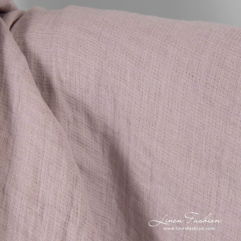 Linen fabric woven in light lilac and light brown colors