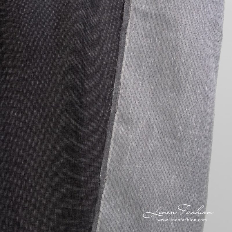 Double sided 100% linen fabric, grey black.