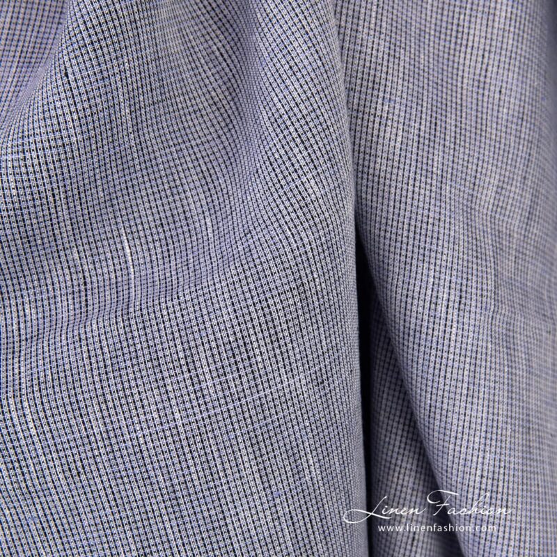 Linen fabric woven in black, violet and white yarns