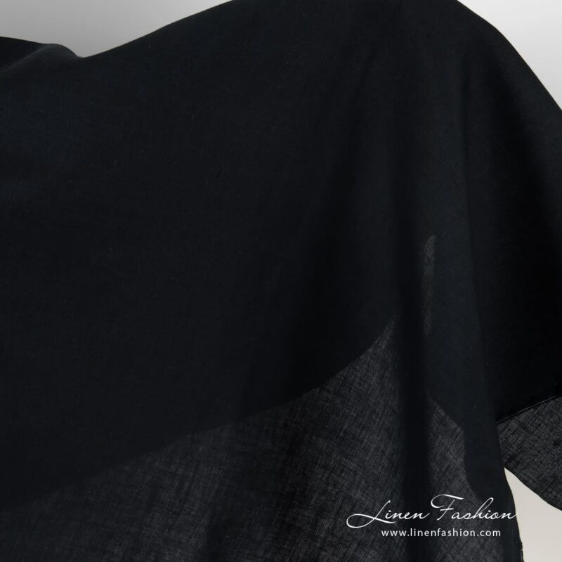 Dark blue linen fabric in stripes