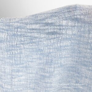 Niebieski prany len z bawełną w białe prążki 6 Linen cotton fabric with blue and white fancy yarns