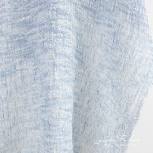 Niebieski prany len z bawełną w białe prążki 8 Linen cotton fabric with white stripes