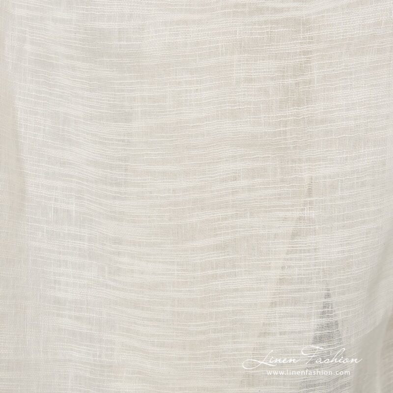 Off-white sheer linen / cotton fabric in stripes