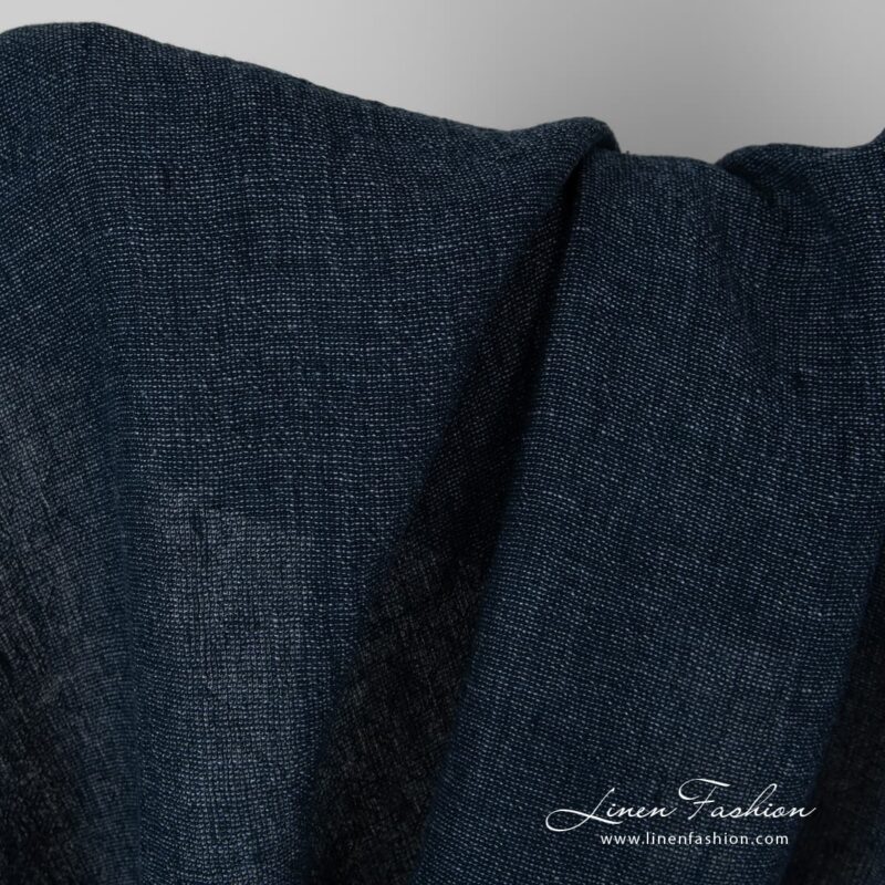 Washed navy blue linen fabric.