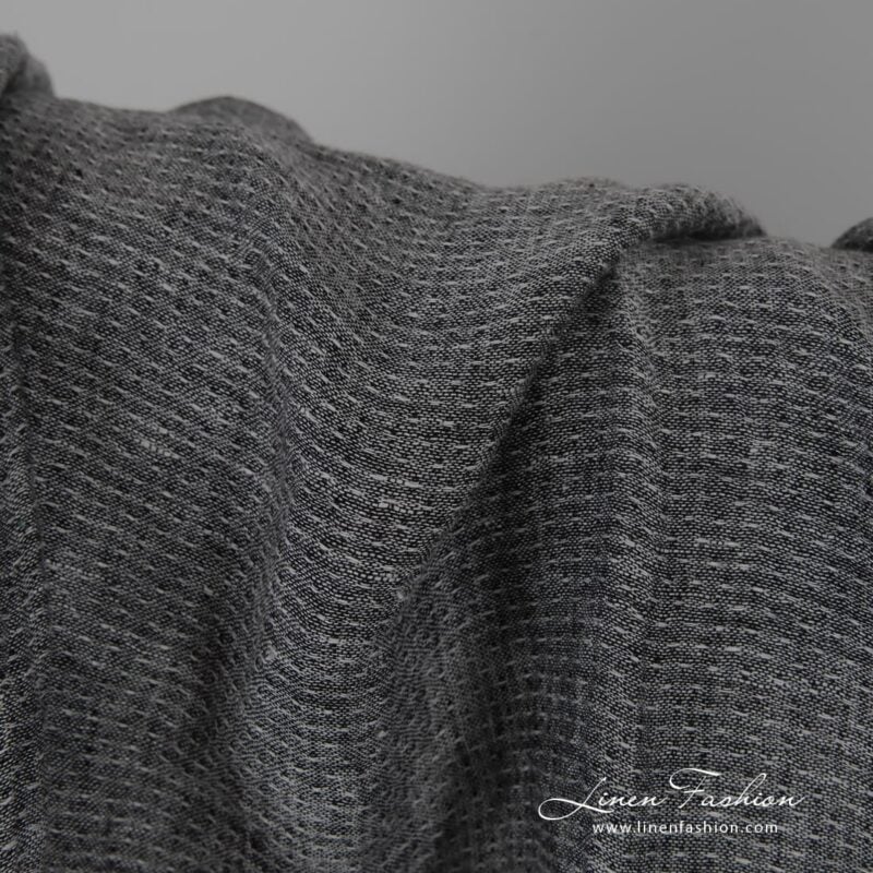 Lightweight black and white linen fabric, specially washed to increase softness
