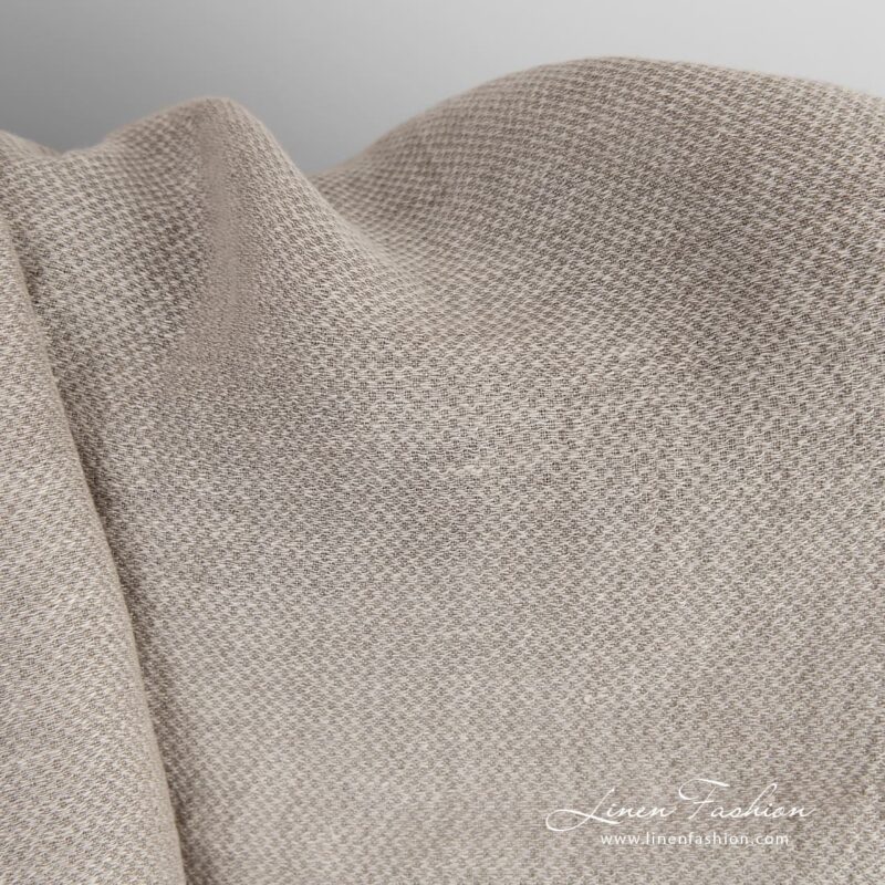 Beige linen fabric in fine delicate design