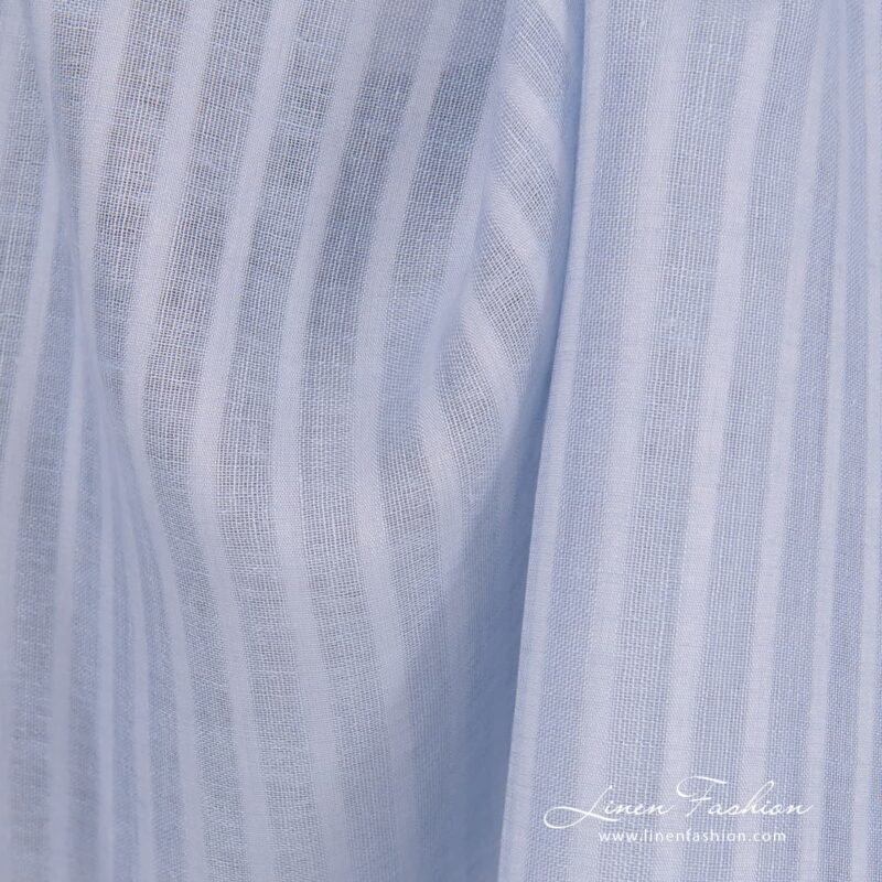 Striped light blue linen fabric.