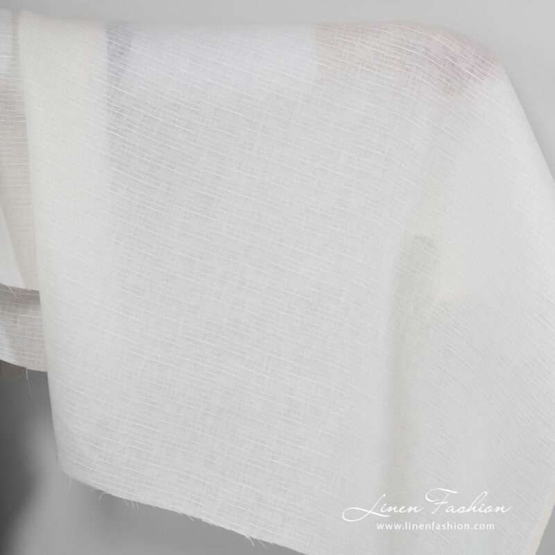White(off-white) linen fabric.