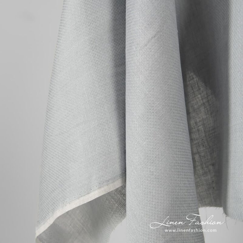 Grey dyed 100% linen fabric.