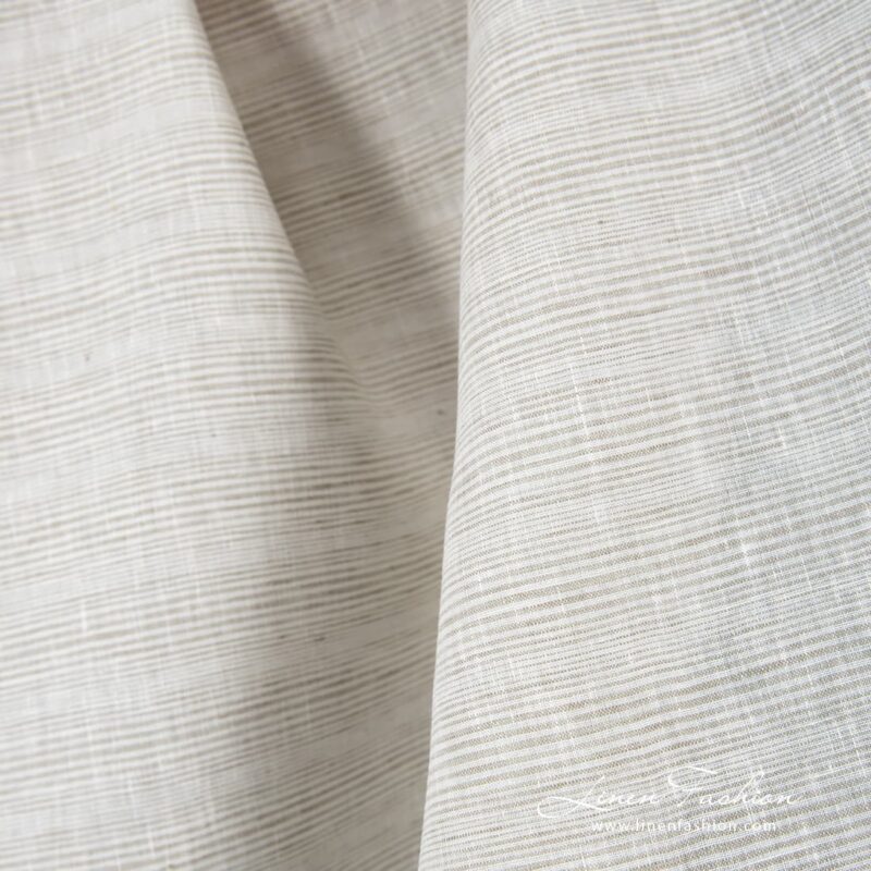 Brownish grey striped linen fabric.