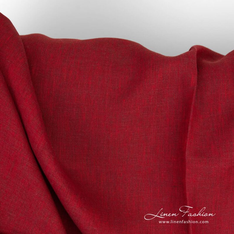 Red linen fabric in melange