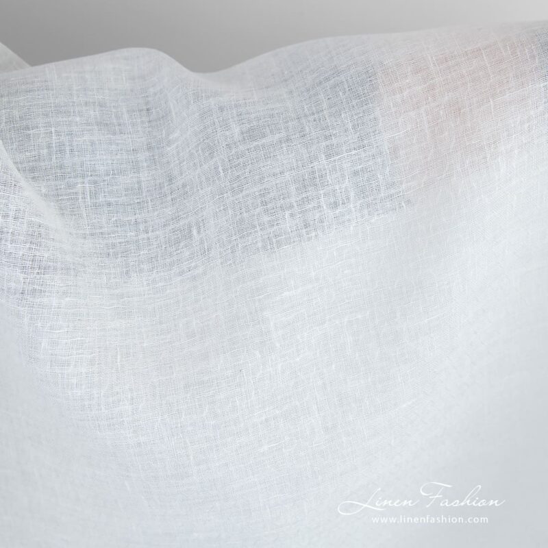 White linen fabric in dobby pattern