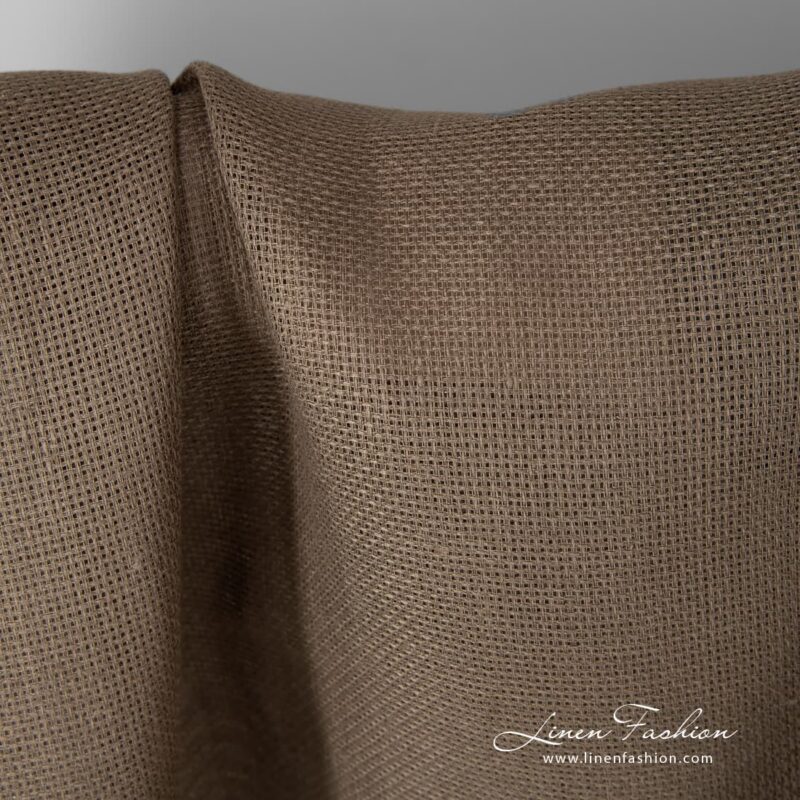 Brownish grey coloured linen fabric.
