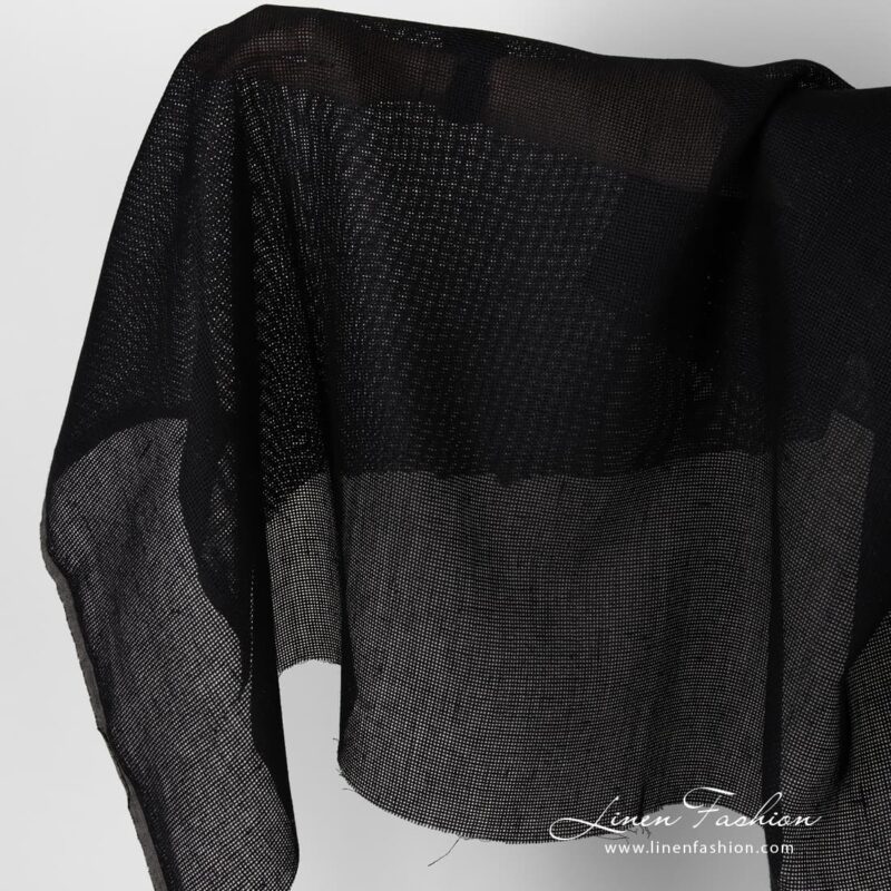 Linen fabric black canvas.
