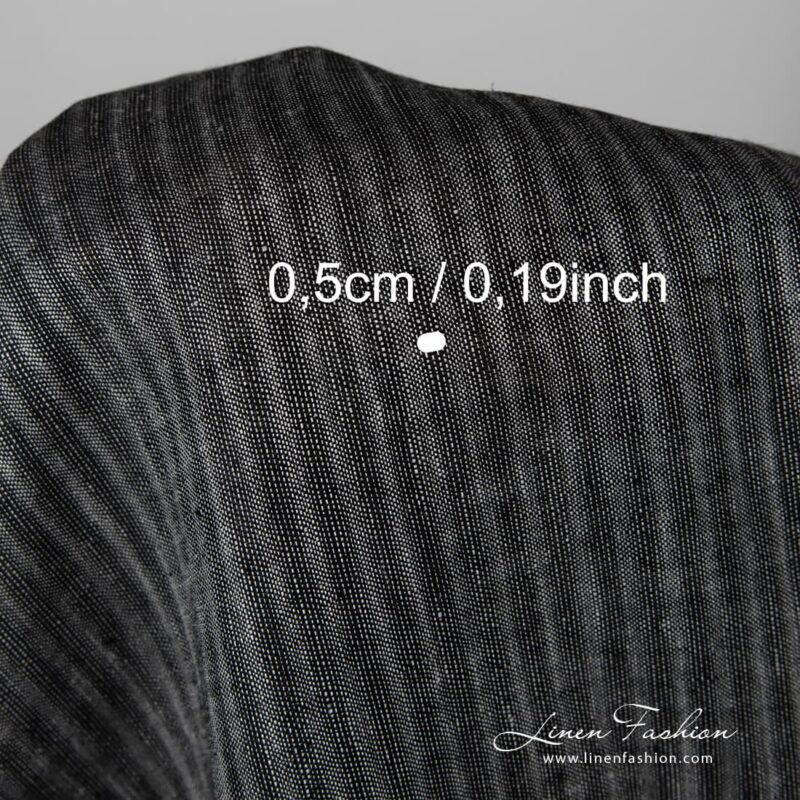 Black striped 100% linen fabric.
