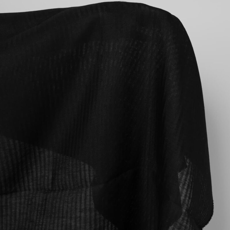 Sheer linen fabric in black stripes product photo