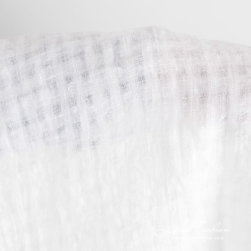100% linen fabric in optical white color