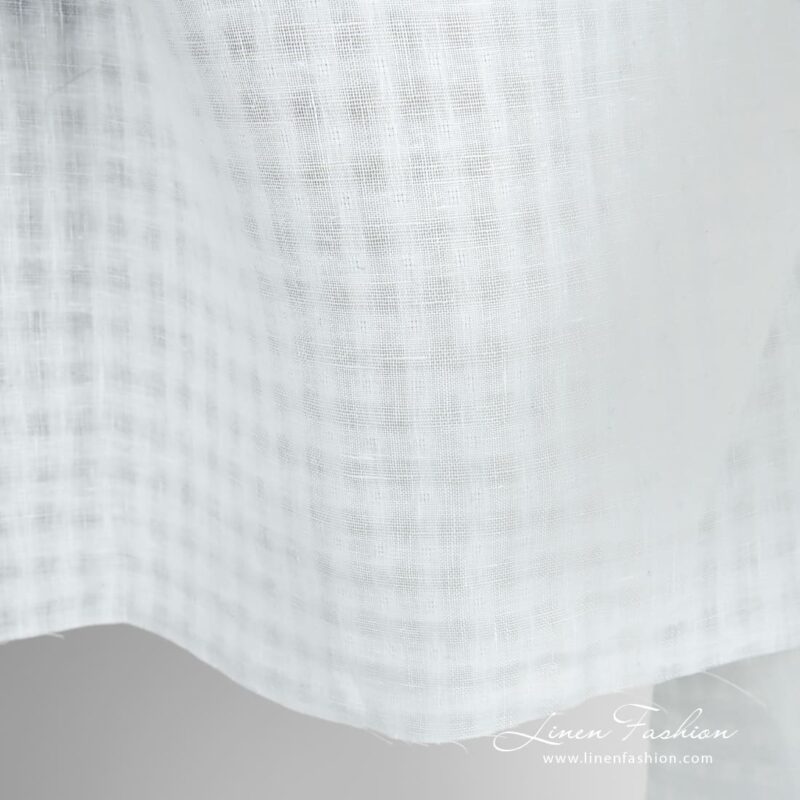 White linen fabric in transparent checks