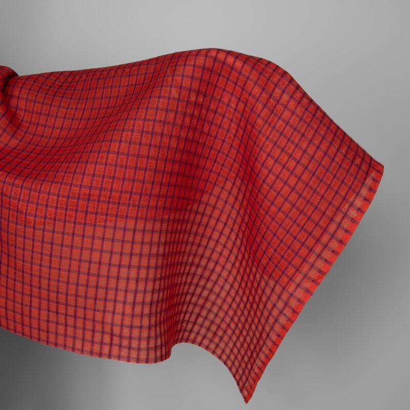 Linen fabric red and violet transparent checks