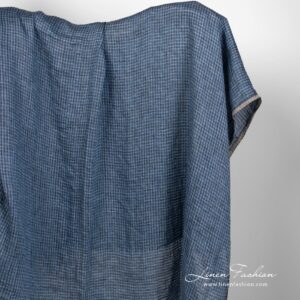 Linen fabric in blue transparent checks