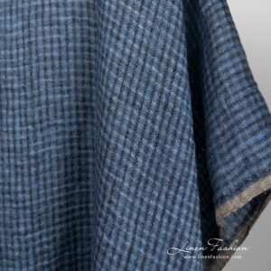 Linen fabric in blue transparent checks, perfect for clothes and home textile