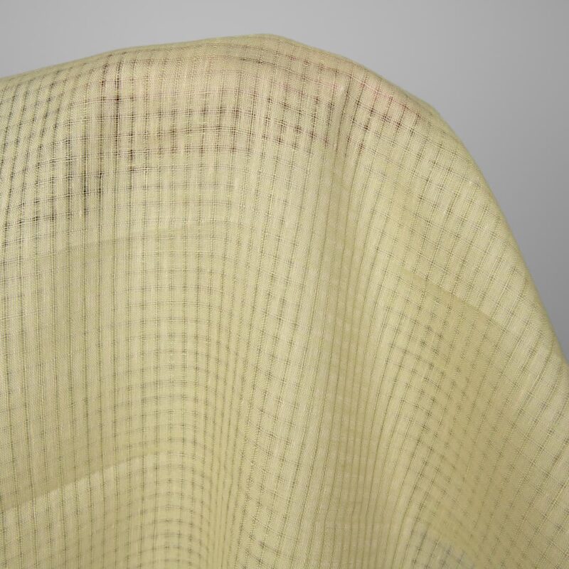 Linen fabric pale greenish yellow transparent checks, 150cm