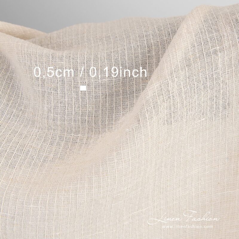 Beige linen cotton fabric, washed
